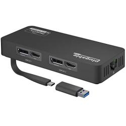 Plugable 4K DisplayPort and HDMI Dual Monitor Adapter with Ethernet for USB 3.0 and USB-C, Compatible with Windows