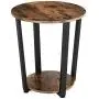 KingSo End Table Round 2-Tier Industrial Side Table with Storage Shelf Metal Frame Nightstand Easy Assembly & Sturdy Sofa Coffee Table for Living Room, Bedroom, Rustic Brown KingSo End Table Round 2-Tier Industrial Side Table with Storage Shelf Metal Frame Nightstand Easy Assembly & Sturdy Sofa Coffee Table for Living Room, Bedroom, Rustic Brown