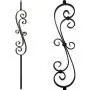 1/2'' Iron Baluster Skinny Scroll (5-Pack) Stair Parts Hollow Metal Spindles - Stair Railing Scroll Wrought Iron Balusters (Real Satin Black not Matte)
