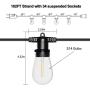 Banord 51FT Outdoor Shatterproof LED String Lights, Waterproof 17 Hanging Sockets with 18 x Dimmable LED Bulb Garden Light String, Waterproof Vintage Patio Lights for Wedding Party Banord 51FT Outdoor Shatterproof LED String Lights, Waterproof 17 Hanging Sockets with 18 x Dimmable LED Bulb Garden Light String, Waterproof Vintage Patio Lights for Wedding Party