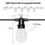 Banord 51FT Outdoor Shatterproof LED String Lights, Waterproof 17 Hanging Sockets with 18 x Dimmable LED Bulb Garden Light String, Waterproof Vintage Patio Lights for Wedding Party
