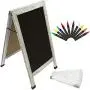 Sandwich Board Sidewalk Chalkboard Sign: Reinforced, Heavy-Duty / 10 Chalk Markers / 40 PC. Stencil Set/Chalk/Eraser/Double Sided/Large 40x23 Chalk Board Standing Sign A-Frame (Whitewash Grey) Sandwich Board Sidewalk Chalkboard Sign: Reinforced, Heavy-Duty / 10 Chalk Markers / 40 PC. Stencil Set/Chalk/Eraser/Double Sided/Large 40x23 Chalk Board Standing Sign A-Frame (Whitewash Grey)