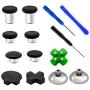 EASEGMER 11 pcs Metal Thumbsticks Magnetic Base D-Pads Replacement Parts, Swap Analog Joysticks Accessories Fit for PS4, Pro,Slim Controllers (Black)