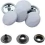 Trimming Shop 10 Sets 15mm Snap Fasteners with 4 Part Press Studs with Hand Fixing Tool, Lightweight, Durable Metal Nickle Free Poppers for Leather, Jackets, Straps, Clothes Repair Grey White