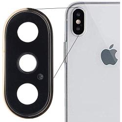 BisLinks for iPhone Xs Max Rear Back Dual Camera Lens Metal Frame Replacement Part Gold