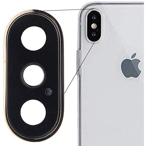 BisLinks for iPhone Xs Max Rear Back Dual Camera Lens Metal Frame Replacement Part Gold