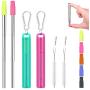 Fomuson 2 Pack Reusable Straws Metal Straw - Portable Stainless Steel Straw Telescopic Straw with Case, and are Suitable for Coffee, Juice, Smoothie, Milkshake