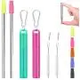 Fomuson 2 Pack Reusable Straws Metal Straw - Portable Stainless Steel Straw Telescopic Straw with Case, and are Suitable for Coffee, Juice, Smoothie, Milkshake
