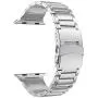 LDFAS Compatible for Apple Watch Band 44mm 42mm, Sport Stainless Steel Metal Strap with Safety Buckle for iWatch Bands Compatible for Apple Watch SE, Apple Watch Series 6/5/4/3 Smartwatch, Silver