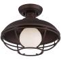 Franklin Park Rustic Farmhouse Outdoor Ceiling Light Fixture Oil Rubbed Bronze Open Cage 12'' White Glass Orb Diffuser Damp Rated for Exterior Barn Porch Patio House Deck - Franklin Iron Works