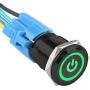 Etopars Black Case 19mm 12V 5A Power Symbol Angel Eye Halo Car Green LED Light Metal Push Button Toggle Switch Socket