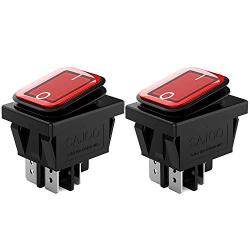 DIYhz 2Pcs AC 16A 250V/125V 2 Position ON/Off Waterproof Boat Rocker Switch with Red Indicator Light