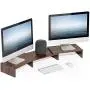 FITUEYES 3 Shelf Monitor Stand Riser with Adjustable Length and Angle Brown DT108002WB