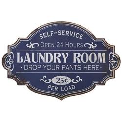 Creative Co-op Vintage Metal Laundry Room Decorative Wall Sign, Distressed Blue