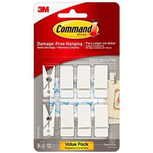 Command Spring Clips, Quartz, 8-Clips (17089Q-8ES), Decorate Damage-Free