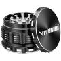 VIVOSUN 2.5'' 4 Pieces Herb Grinder Black Aluminium Spice Grinder with Pollen Scraper