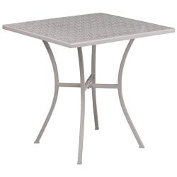 Flash Furniture Commercial Grade 28'' Square Light Gray Indoor-Outdoor Steel Patio Table