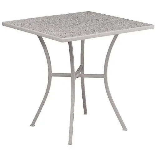 Flash Furniture Commercial Grade 28'' Square Light Gray Indoor-Outdoor Steel Patio Table Flash Furniture Commercial Grade 28'' Square Light Gray Indoor-Outdoor Steel Patio Table