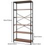Kemanner 5-Tier Industrial Style Bookcase, Vintage Free Standing Bookshelf, Rustic Wood Bookcases Furniture (Brown.)