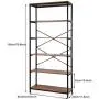 Kemanner 5-Tier Industrial Style Bookcase, Vintage Free Standing Bookshelf, Rustic Wood Bookcases Furniture (Brown.)