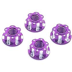 YU-NIYUT 4pcs/Set Metal Self-Locking Nuts M4 Carved Hexagonal Flange Nuts for HSP for D3 D4 1/10 RC Car Accessories Spare Parts, Modification Fun and Professional Choice for RC Lovers