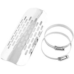 Universal Metal Exhaust Heat Shield Automotive, Motorcycle Motorbike Exhaust Muffler Pipe Heat Shield Heat Insulation Cover Heel Guard Silencer Heat Protection(Silver)