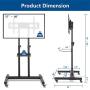Rfiver Mobile TV Stand Rolling Cart with Tilt Mount/Locking Wheels for 37-80Inch Flat Screen/Curved TVs, Height Adjustable Floor Stand with Laptop Shelf, Portable Outdoor Display Trolley, Extra Tall