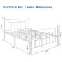 VECELO Full Size Bed Frame, Metal Platform Mattress Foundation/Box Spring Replacement with Headboard Victorian Style, White