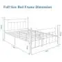 VECELO Full Size Bed Frame, Metal Platform Mattress Foundation/Box Spring Replacement with Headboard Victorian Style, White VECELO Full Size Bed Frame, Metal Platform Mattress Foundation/Box Spring Replacement with Headboard Victorian Style, White