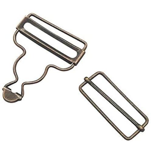 6 Sets 45mm(1 3/4 inch) Suspender Buckle Overall Clip Replacement,Dungaree Fastener,Bib Liberty Overall Clip Hooks with Slider,Red Bronze,Q350