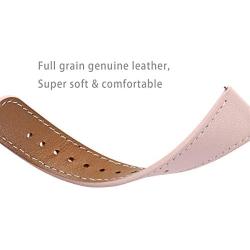 WFEAGL For Versa Band, Top Grain Leather Band Replacement Strap for Versa /Versa 2 /Versa Lite /Versa SE Fitness Smart Watch(Pink Band+Rose Gold Buckle)