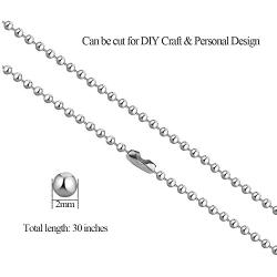 Pistha 20 Pieces Stainless Steel Bead Chain 30 Inches Ball Chain Necklaces