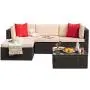 Tuoze 5 Pieces Patio Furniture Sectional Set Outdoor PE Rattan Wicker Lawn Conversation Sets Cushioned Garden Sofa Set with Glass Coffee Table (Beige) Tuoze 5 Pieces Patio Furniture Sectional Set Outdoor PE Rattan Wicker Lawn Conversation Sets Cushioned Garden Sofa Set with Glass Coffee Table (Beige)