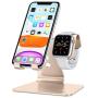 Apple Watch Stand, OMOTON 2 in 1 Universal Desktop Stand Holder for iPhone and Apple Watch Series 5/4/3/2/1 (Both 38mm/40mm/42mm/44mm) (Gold)