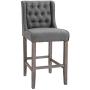 HOMCOM 40'' Tufted Wingback Counter Height Armless Bar Stool Dining Chair Set of 2, Grey