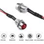 Cobella 4mm Metal Indicator Light 12V Waterproof Signal Lamp 0.3'' Mounting Hole Diameter, 2PCS, Red