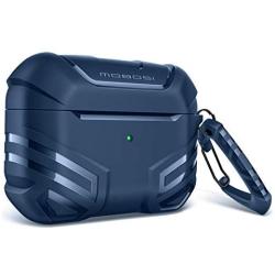 MOBOSI Vanguard Armor Series Military AirPods Pro Case, Full-Body Hard Shell Protective Cover Case Skin with Keychain for AirPod Pro 2019, Dark Blue [Front LED Visible]