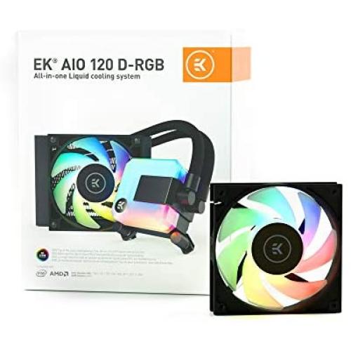 EK 120mm AIO All-in-One Liquid CPU Cooler (Bundle - get 1 EK-Vardar High-Performance PMW Fan) Intel 115X/1200/2066, AMD AM4