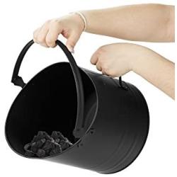 Mind Reader ASHBUCK-BLK Large Fire Place Ash Bucket, Pellet Bucket, Black