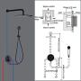 Artbath Black Shower System,Shower Faucet Set with 12 inch Rain Shower Head and Handheld Shower Wall Mounted Shower Set Black (Contain Shower Faucet Rough-In Mixer Valve)