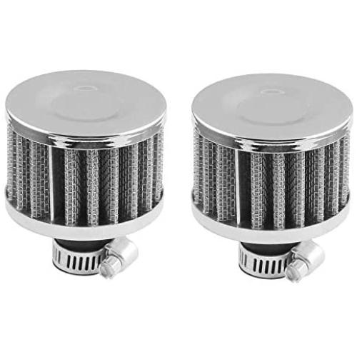 2Pack 12mm Mini Red Universal Car Motor Cone Cold Clean Air Intake Filter Turbo Vent Breather for car and Motorcycle (Silver)