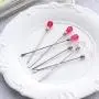 ISKYBOB 2 Sets Silicone Resin Mold Tool Set Stirring Needle Spoon Jewelry Making Kit, Pink+Rose Red