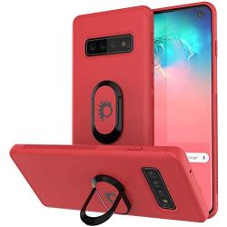 Punkcase S10 Case [Magnetix Series] Protective TPU Cover W/Kickstand, Ring Grip Holder & Metal Plate for Magnetic Car Phone Mount with Screen Protector Compatible W/Samsung Galaxy S10 [Red]