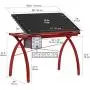 Futura Crafting, Drafting, Drawing Table with Adjustable Top, Red and Black Glass Futura Crafting, Drafting, Drawing Table with Adjustable Top, Red and Black Glass
