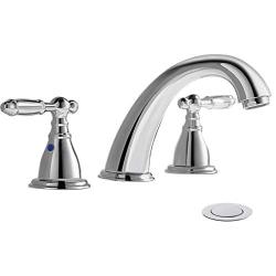 8 Inch 3 Hole Widespread Bathroom Faucet with Metal Pop Up Drain by PHIESTINA, Chrome Widespread Bathroom Sink Lavatory Faucet, WF008-4-C