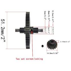 Differential Center Gear 62T 0015 & 17T 0088 Metal Steel for 1/12 Wltoys 12428 12628 12423 Short Course Buggy Off-Road Car Upgrades Replace and 2 Tools(Black)