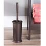 mDesign Compact Freestanding Plastic Toilet Bowl Brush and Holder for Bathroom Storage and Organization - Space Saving, Sturdy, Deep Cleaning, Covered Brush - Bronze