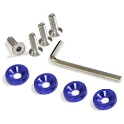 iJDMTOY 4pc JDM Racing Style M6 Blue Aluminum Washers Bolts Kit Compatible With Car License Plate Frame, Fender, Bumper, Engine Bay, etc