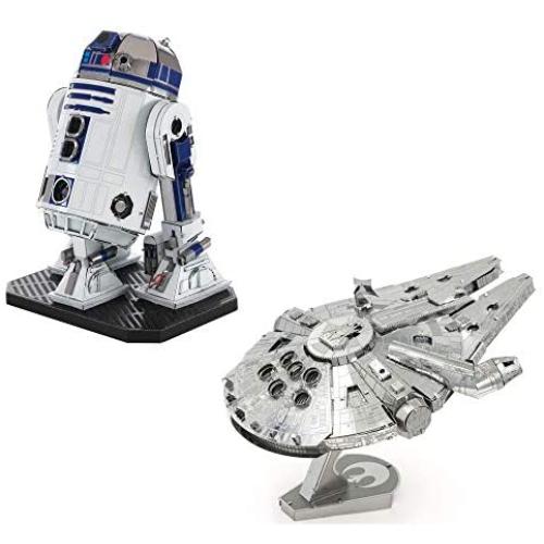 Metal Earth Fascinations Premium Series 3D Metal Model Kits Star Wars Set of 2 - R2-D2 - Millennium Falcon
