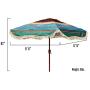South Bay Board Co. - Premium Beach Umbrella - Extra Large for Complete Shade Coverage for 2 People -with XL Wind Vent, Stainless Metal Parts, and an Easy Crank Lift -Includes Carry Bag